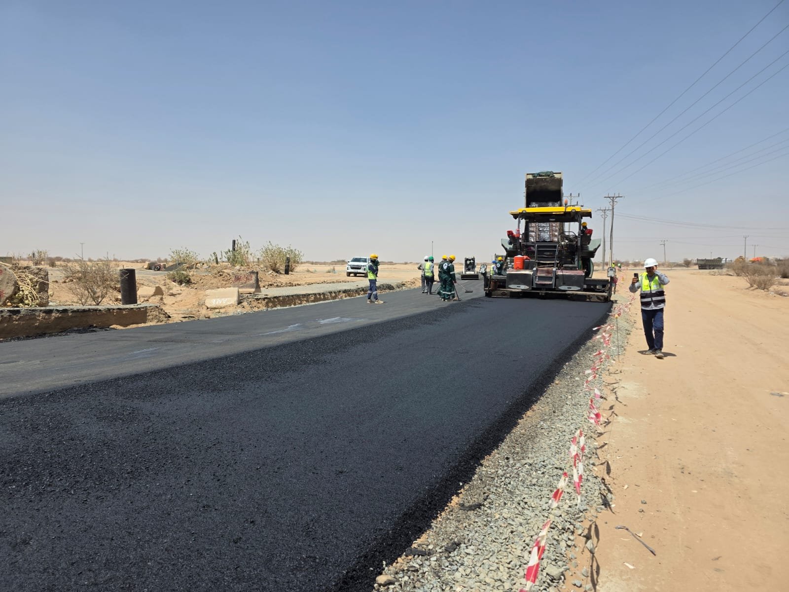 Asphalt Laying Works, for Camal Road at Al Ula City, By Using Vogele Asphalt Paving Equipment